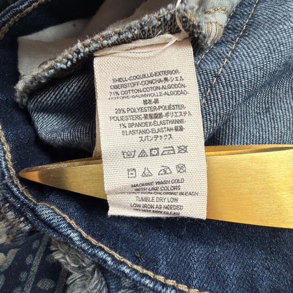 Free People Mantra Bali Indigo Print Flare Jeans Floral Dark Wash 29 Festival - Picture 2 of 10